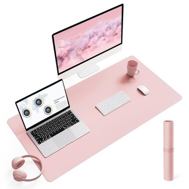 YSAGi Writing Desk Pad Protector AntiSlip Thin Mousepad for ComputersOffice Desk Accessories Laptop Waterproof Desk Protector for Office Decor and Home Pink 354 x 17