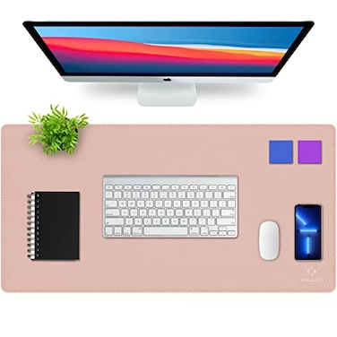 K KNODEL Desk Mat Blotter DualSided Office Desk Pad Waterproof Desk Mat for Desktop Desk Blotters PVC Leather Pad Protector Pink 315 x 157