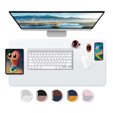 Wadrac Desk Mat Clear Plastic Office Home Table Pad Blotter Mats Writing Desk Topper Protector with Mouse Pad for Laptop Computer Desktop Keyboard Pads Multifunctional Mat Transparent Wipeable PVC 17x