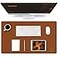 K KNODEL Small Office Leather Desk Mat Mouse and Keyboard Pad Computer and Laptop Mat Desktop Protector and Cover Writing Pad and Blotter 236x138 Brown