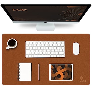 K KNODEL Small Office Leather Desk Mat Mouse and Keyboard Pad Computer and Laptop Mat Desktop Protector and Cover Writing Pad and Blotter 236x138 Brown