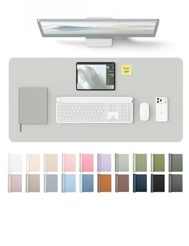 YSAGi Leather Desk Protector Office Mat Large Mouse Mat NonSlip PU Leather Blotter Laptop Desk Mat Waterproof Writing Pad for Office and Home Light Grey 354 x 17