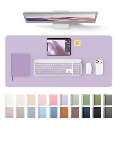 YSAGi Leather Desk Protector Office Mat Large Mouse Mat NonSlip PU Leather Blotter Laptop Desk Pad Waterproof Writing Pad for Office and Home Light Purple 315 x 158