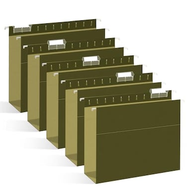 RAZCC Extra Capacity Hanging File Folders 30 Pack Letter Size Reinforced Hanging Folders with Heavy Duty 3 Inch Expansion for Bulky Files Filing Cabinet Adjustable Tabs Green