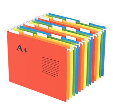 Oterri Hanging File Folders A4 Size with 5 Elegant Colors to Choose 15Cut Adjustable Tab15pcs Per Box
