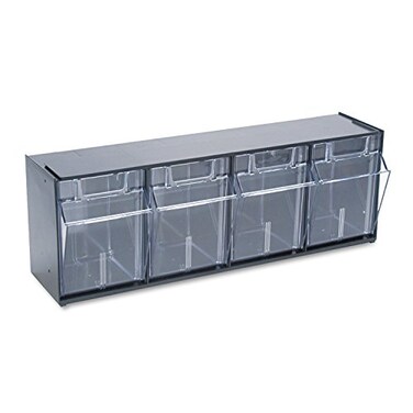 Deflecto 20404OP Fourbin horizontal tilt bin storage system 2358w x 658d x 818h black