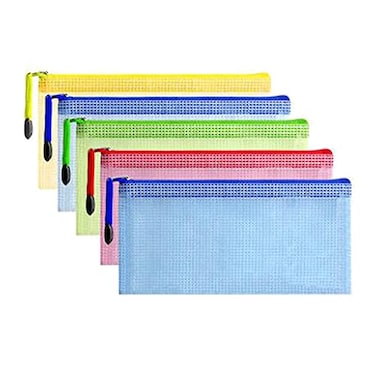 GCAMX 5PCS A6 Small Zipper Envelope Document Storage Pouch BagZipper Mesh Pouch Waterproof Zipper File BagsMultipurpose Travel Bags for Office Supplies