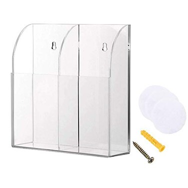 mollensiuer Clear Acrylic TV Remote Control Holder Remote Control Caddy Wall Mount Media Organizer Storage Box Rack for Phone Air Conditioner TV Remote Control Storage Case 2 Grids