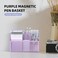 DALTACK Magnetic Pencil Holder 3Grid Mesh Shelf for Whiteboard Refrigerator Locker Organizer for Home School Office Purple