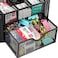 MONBLA Desk Supplies Organizer Multifunctional Stationery Caddy Mesh Oval Pencil Holder Desk Office Supplies Organizer 9 Compartments with Drawer for Note Pads Black