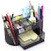 MONBLA Desk Supplies Organizer Multifunctional Stationery Caddy Mesh Oval Pencil Holder Desk Office Supplies Organizer 9 Compartments with Drawer for Note Pads Black