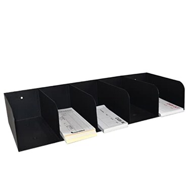 BankSupplies STEELMASTER by Steel Document Organizer 5Pockets Black Powder Coated Crinkle Finish Scratch ChipResistant Check Separator Deposit Slips Letter Organizer Money Bills