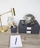 Bigso Box of Sweden Birger 2Drawer Fiberboard Label Frame Document Letter Box Desktop Drawers for Loose Papers Documents with Metal Label Holder 131 x 10 x 57 Dark Grey