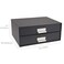 Bigso Box of Sweden Birger 2Drawer Fiberboard Label Frame Document Letter Box Desktop Drawers for Loose Papers Documents with Metal Label Holder 131 x 10 x 57 Dark Grey