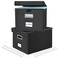Huolewa File Organizer Boxes with Lids Collapsible Linen Hanging Filing Storage Boxes with Plastic Slide for OfficeDecorHome Filling System for FileFoldersDocument Storage 2 Pack