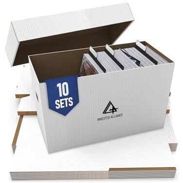 Invested Alliance Premium Short Comic Book Storage Box Organizer with Lid Thick Cardboard Comic Storage Box For Collectibles Fits 150175 CurrentSilver Age Heavy Duty Stackable