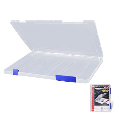 Lemical Portable A4 Magazine File Box Document Paper Organizer With Buckle Closure Transparent Plastic File Container School Office Supplies Clear Desk File Holder
