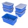 Storex Small Cubby Bins Plastic Storage Containers for Classroom with NonSnap Lid 122 x 78 x 51 inches Blue62408U05C Pack of 5