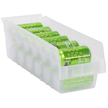 Akro-Mils AkroMils 30098 ShelfMax Plastic Nesting Shelf Bin Box 18Inch Length x 675Inch Width x 6Inch Height Clear 10Pack
