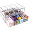 FODIENS Desk Organizer with 8 Drawers 2 Packs Stackable Desktop Storage Box with Removable Drawer Clear Sunglasses Organizer Display Case for Stationery Marker Pens Eyeglasses Office Supply
