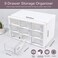 MYKASEN Desk Storage Organizer with 9 Drawers Clear Plastic Storage Cabinet Stackable Desk Storage Box for Makeup Office Craft Hardware Art Supplies 98x63x59inchWhite
