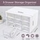 MYKASEN Desk Storage Organizer with 9 Drawers Clear Plastic Storage Cabinet Stackable Desk Storage Box for Makeup Office Craft Hardware Art Supplies 98x63x59inchWhite