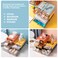 DETEIN 2 PACK Stackable Desk Organizer with Drawer Desktop Storage Drawer Box Plastic Desk Stationery Organizer for Office Supplies Pens Mails Makeup Letters Blue M 1 Drawer Pack of 2