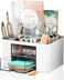 Vimbo Stationary Organiser 7Grid Desk Organizer with Drawer Multifunctional Plastic Table Organizer Pen Holder for School Office and Home White