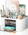 Vimbo Stationary Organiser 7Grid Desk Organizer with Drawer Multifunctional Plastic Table Organizer Pen Holder for School Office and Home White