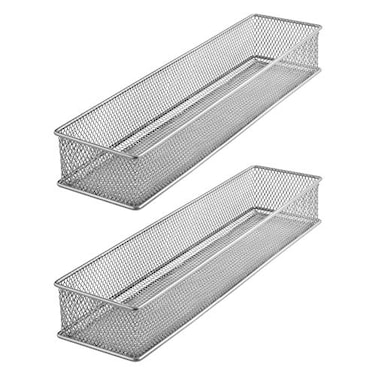 YBM HOME Silver Mesh Drawer Cabinet and or Shelf Organizer Bins School Supply Holder Office Desktop Organizer Basket 2 3x12x2 Inch