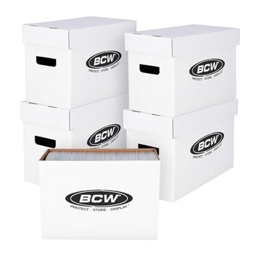 BCW Short Comic Storage Box 5 Pack Holds 150175 CurrentSilver Age Comics Stackable Durable 200 lb Strength