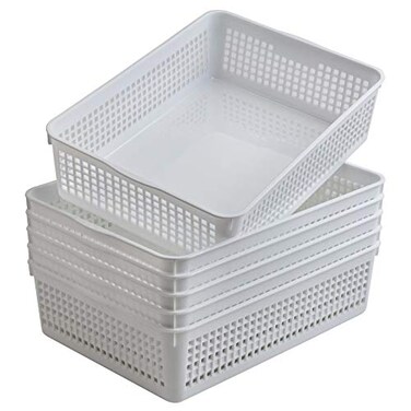 Aebeky A4 Size Plastic Paper Storage TraysDesktop File Organizer Baskets6Packs White