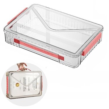 Marte Vanci Plastic Storage Bin with Lid Portable Project Case with Handle Clear Storage Box Transparent File Document Protector Stackable Container for A4 Letter Paper Photo Crafts Scrapbook