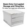 STAPLES Corrugated File Box Lift Off Lid LetterLegal Size WhiteBlack 10Pack