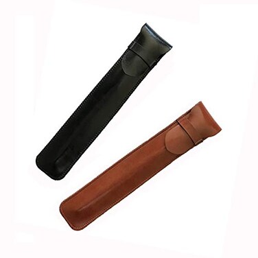 Daimay 2PCS Leather Case Holder Handmade Fountain Pouch Soft Protective Sleeve Cover for Ballpoint Stylus Touch Pen Black Brown