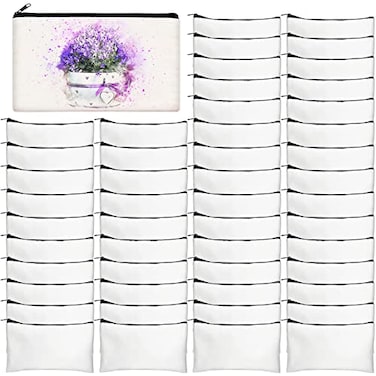 Legigo 50 Pack Blank DIY Craft Bags Canvas Pencil Case Makeup Bags White Canvas Pouch MultiPurpose Travel Toiletry Bag Zipper Bags 83 5 Inch