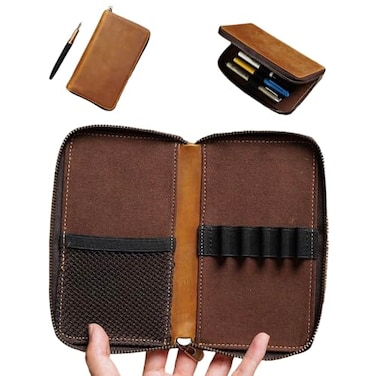 MIVLXLX Leather Pencil Case Organizer with Zipper Portable Pen Case Storage for Drawing Pencils and Markers