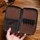 MIVLXLX Leather Pencil Case Organizer with Zipper Portable Pen Case Storage for Drawing Pencils and Markers coffee