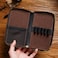 MIVLXLX Leather Pencil Case Organizer with Zipper Portable Pen Case Storage for Drawing Pencils and Markers coffee