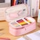 Nuozme Extra Large Pencil CaseBig Capacity Pencil PouchPersonalized Initial Pencil Bag with smooth zipperMultiple PocketsCute Aesthetic Stationery Pen Case Bag for Teen Girls College Pink E