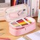 Nuozme Extra Large Pencil CaseBig Capacity Pencil PouchPersonalized Initial Pencil Bag with smooth zipperMultiple PocketsCute Aesthetic Stationery Pen Case Bag for Teen Girls College Pink E