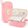 Nuozme Extra Large Pencil CaseBig Capacity Pencil PouchPersonalized Initial Pencil Bag with smooth zipperMultiple PocketsCute Aesthetic Stationery Pen Case Bag for Teen Girls College Pink E