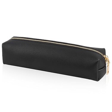 Oyachic Pencil Case PU Leather Cosmetic Makeup Bag Work Small Pen Pouch Zipper Storage Box Adults Desk Organizer PensPencilsMarkers