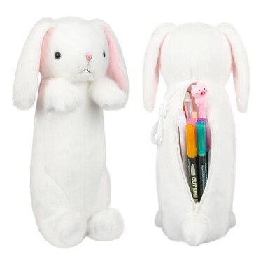 BB FUN Plush Pencil Case for Girls HOUSE 3D Plush Animal Pencil Pouch for Kids Medium Storage Pen Bag for School SuppliesRabbit