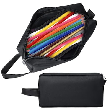 Reaeon Pencil Case Large Capacity Pencil Pouch Stationery Organizer Bag for Office College School Cosmetic Bag For Teens Adults Black