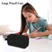 WOBAGMEN Double Layer Pencil Case with Handle Large Pencil Bag Cute Print Pencil Pouch for Boys Girls Black Leopard
