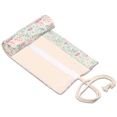 Yitexin 72 Slots Canvas Pencil Roll Wrap Handmade RollUp Pencil Case Pouch Fabric Large Capacity Pencil Case Holder Organizer for Artists Painting SketchersFlower