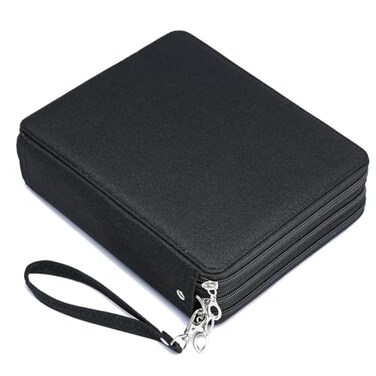 YOUNGCOL Colored Pencil Case 120 Slots Pencil Holder with Handle Strap Large Capacity Pencil OrganizerBlack