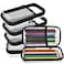Sanwuta 4 Pcs Clear Hard Shell Zipper Case Clear Travel Pouches Bulk Plastic Portable Travel Organizer Bin with Mesh Pocket Toiletry Pouch Cosmetics Makeup Bag Snack Toiletry BagBlack