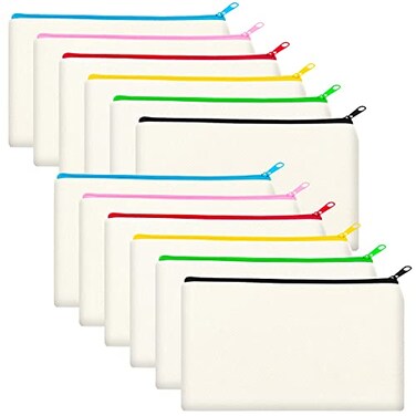 Legigo Blank DIY Craft Canvas Pencil Case Makeup Pouch MultiPurpose Travel Toiletry Zipper Bag Bulk Cosmetic Bags 83 5 Inch